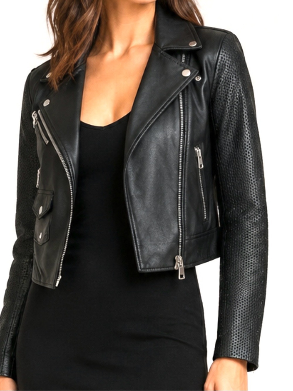 Nasty Gal Genuine Leather Black Moto Jacket